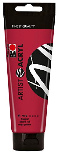 Marabu 12200044912 - Artist Acryl, Krapprot 120 ml, feine Acrylfarbe in Künstlerqualität, auf Wasserbasis, pastose Konsistenz, hoch pigmentiert, sehr gute Brillanz und Deckkraft von Marabu