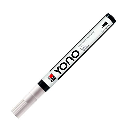 Marabu 12400101070 - YONO Marker, Weiß 070, vielseitiger Acrylstift mit feiner japanischer Rundspitze 0,5 - 1,5 mm, wasserbasiert, lichtecht und wasserfest, für nahezu alle Untergründe von Marabu