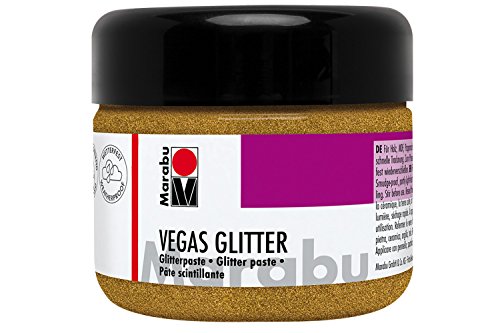 Marabu 12690025584 - Glitzernde Effektpaste, Vegas Glitter gold 225 ml, auf Wasserbasis, wetterfest, schnell trocknend, zum Pinseln oder Schablonieren auf saugenden Untergründen von Marabu