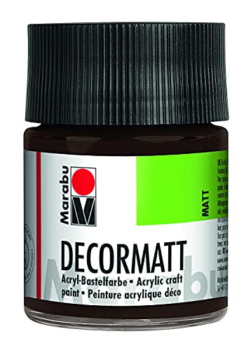 Marabu 14010005045 - Decormatt Acryl Dunkelbraun 045, 50 ml, samtmatte Acrylfarbe auf Wasserbasis, cremig und farbintensiv, speichelfest, wetterfest, zum freien Malen und Schablonieren von Marabu