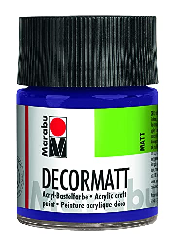Marabu 14010005051 - Decormatt Acryl Violett dunkel 051, 50 ml, samtmatte Acrylfarbe auf Wasserbasis, cremig und farbintensiv, speichelfest, wetterfest, zum freien Malen und Schablonieren von Marabu