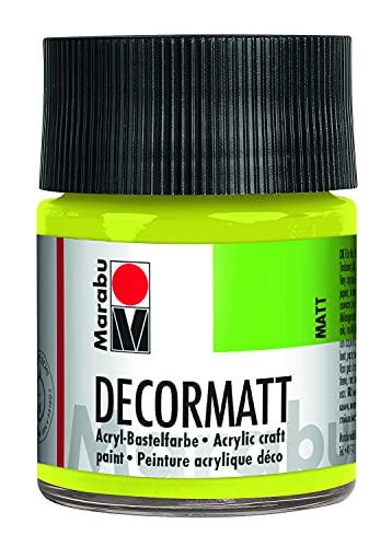 Marabu 14010005061 - Decormatt Acryl Reseda 061, 50 ml, samtmatte Acrylfarbe auf Wasserbasis, cremig und farbintensiv, speichelfest, wetterfest, zum freien Malen und Schablonieren von Marabu