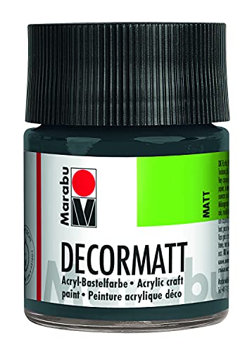 Marabu 14010005079 - Decormatt Acryl Dunkelgrau 079, 50 ml, samtmatte Acrylfarbe auf Wasserbasis, cremig und farbintensiv, speichelfest, wetterfest, zum freien Malen und Schablonieren von Marabu