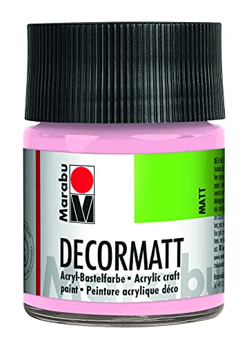 Marabu 14010005231 - Decormatt Acryl Wildrose 231, 50 ml, samtmatte Acrylfarbe auf Wasserbasis, cremig und farbintensiv, speichelfest, wetterfest, zum freien Malen und Schablonieren von Marabu