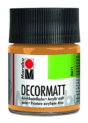 Marabu 14010005784 - Decormatt Acryl Metallic-Gold 784, 50 ml, samtmatte Acrylfarbe auf Wasserbasis, cremig und farbintensiv, speichelfest, wetterfest, zum freien Malen und Schablonieren von Marabu