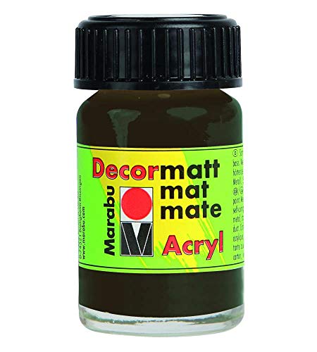 Marabu 14010039045 - Decormatt Acryl Dunkelbraun 045, 15 ml, samtmatte Acrylfarbe auf Wasserbasis, cremig und farbintensiv, speichelfest, wetterfest, zum freien Malen und Schablonieren von Marabu