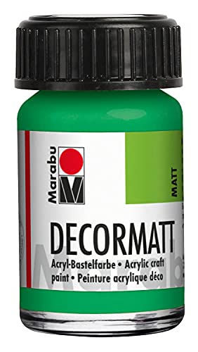 Marabu 14010039062 - Decormatt Acryl Hellgrün 062, 15 ml, samtmatte Acrylfarbe auf Wasserbasis, cremig und farbintensiv, speichelfest, wetterfest, zum freien Malen und Schablonieren von Marabu