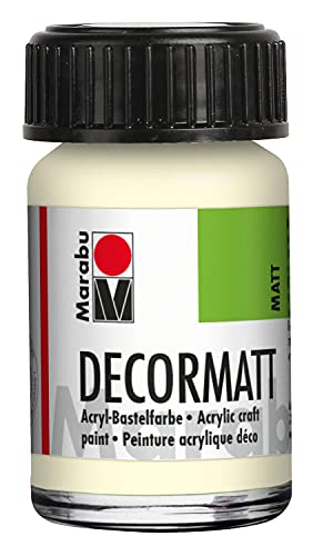 Marabu 14010039271 - Decormatt Acryl Elfenbein 271, 15 ml, samtmatte Acrylfarbe auf Wasserbasis, cremig und farbintensiv, speichelfest, wetterfest, zum freien Malen und Schablonieren von Marabu