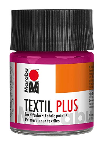 Marabu 17150005005 - Textil Plus himbeere 50 ml, volldeckende Stoffmalfarbe für dunkle Stoffe, geeignet für Stoffmalerei und Stoffdruck, nach Fixierung waschbeständig bis 40 °C von Marabu