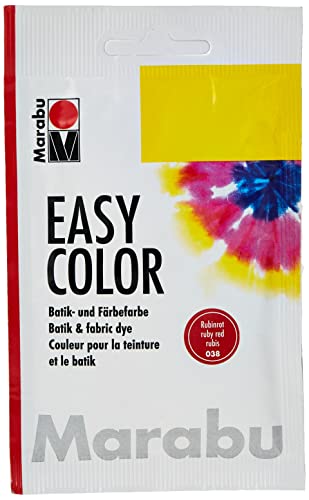 Marabu 17350022038 - Easy Color rubinrot, 25 g Batik- und Handfärbefarbe für Baumwolle, Leinen, Seide und Mischgewebe, handwaschbar bis 30°C, sehr gute Lichtechtheit, nicht kochecht von Marabu