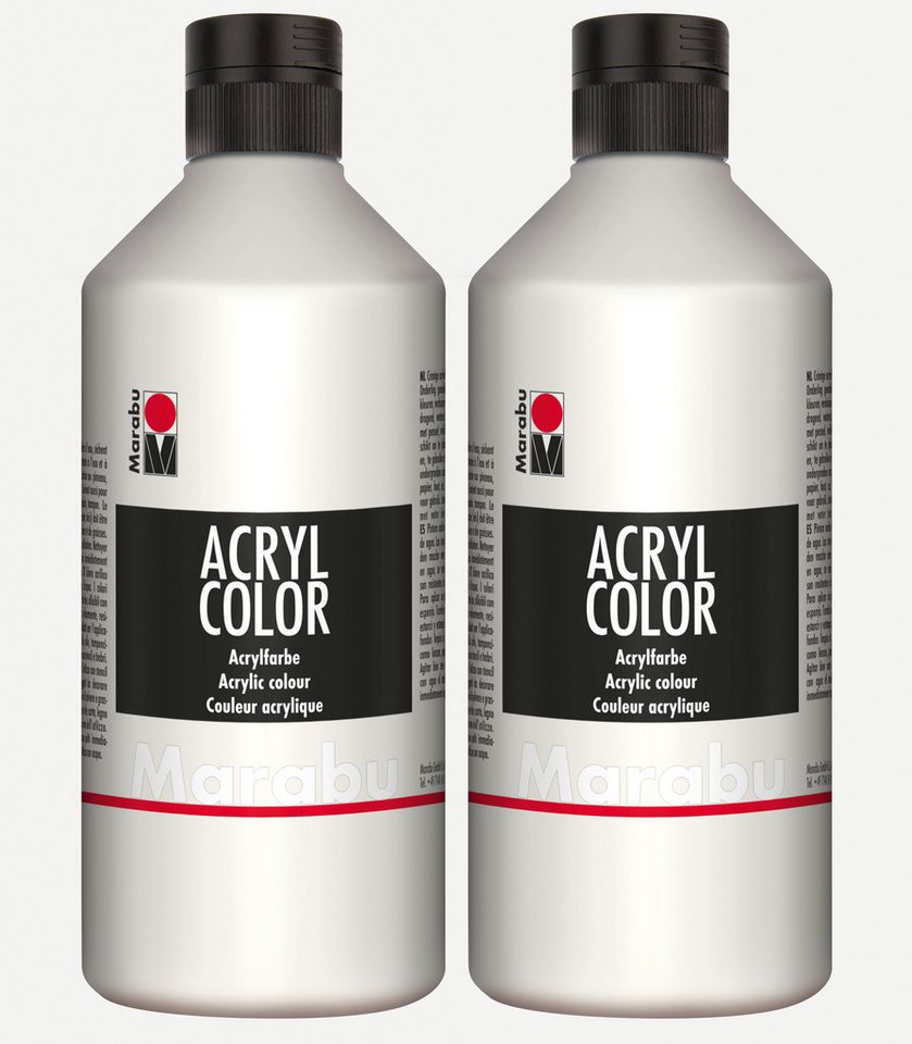 Marabu Acrylfarbe 2x Marabu Acrylfarbe Acryl Color je 500ml Flasche, weiß 070 von Marabu