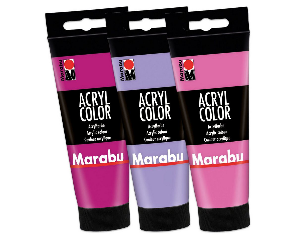 Marabu Acrylfarbe 3x Marabu Acrylfarbe Acryl Color je 100ml Flasche (1x magenta 014, 1x von Marabu