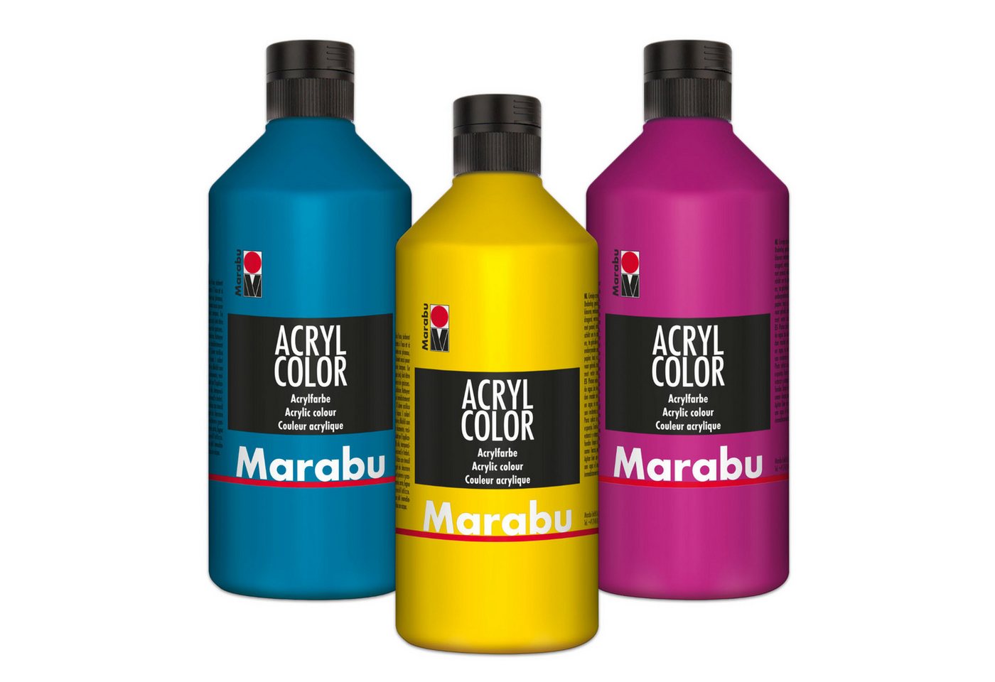 Marabu Acrylfarbe 3x Marabu Acrylfarbe Acryl Color je 500ml Flasche (1x magenta 014, 1x von Marabu