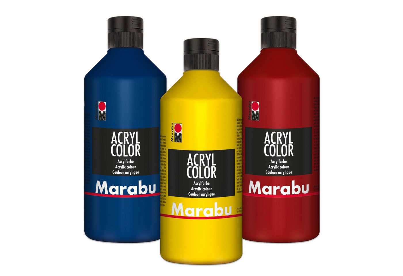 Marabu Acrylfarbe 3x Marabu Acrylfarbe Acryl Color je 500ml Flasche (1x rubinrot 038, 1x von Marabu