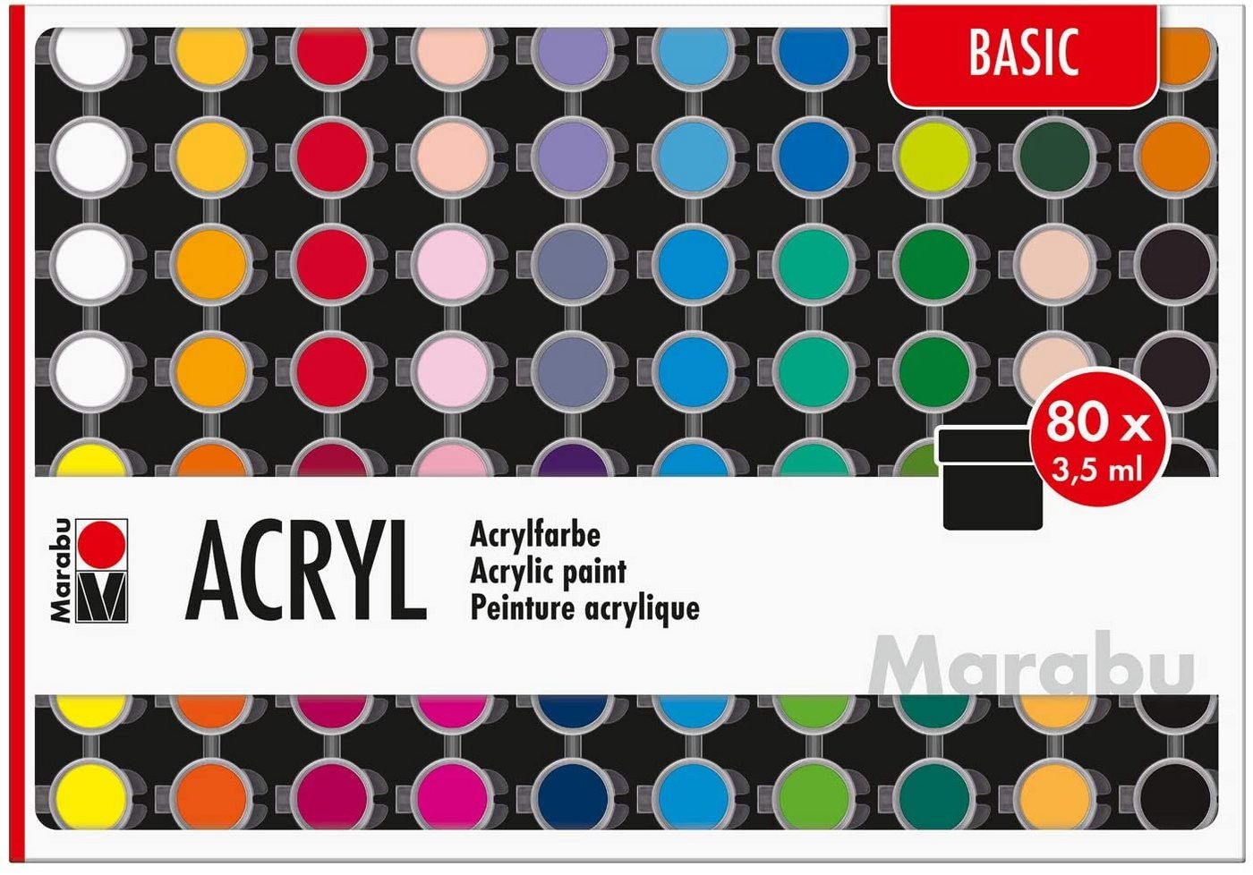 Marabu Acrylfarbe Marabu Acrylfarben-Set "BASIC", 80 x 3,5 ml von Marabu