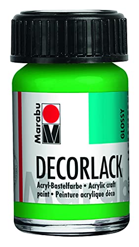 Marabu 11300039062 - Decorlack Acryl Hellgrün 062, 15 ml, hochglänzender Acryllack auf Wasserbasis, wetterfest, speichelfest, zum Malen, Schablonieren und für Serviettentechnik von Marabu