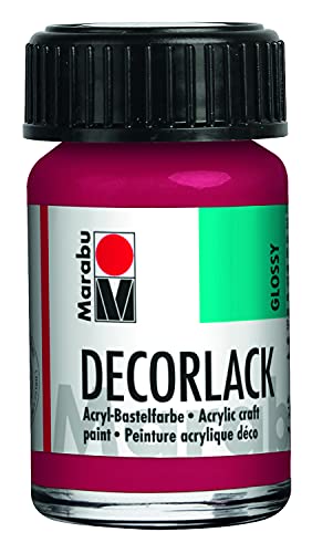 Marabu 11300039032 - Decorlack Acryl Karminrot 032, 15 ml, hochglänzender Acryllack auf Wasserbasis, wetterfest, speichelfest, zum Malen, Schablonieren und für Serviettentechnik von Marabu