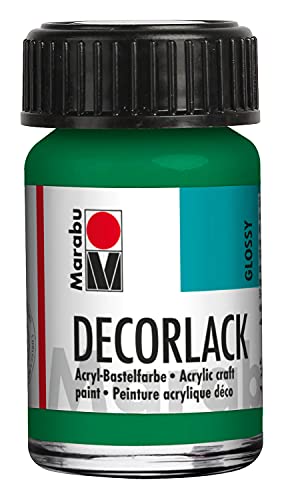 Marabu 11300039067 - Decorlack Acryl Saftgrün 067, 15 ml, hochglänzender Acryllack auf Wasserbasis, wetterfest, speichelfest, zum Malen, Schablonieren und für Serviettentechnik von Marabu