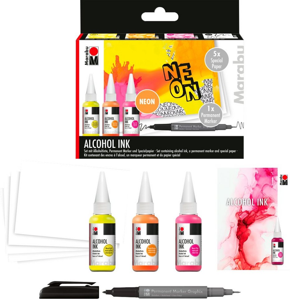 Marabu Bastelfarbe Alcohol Ink-Set, mischbar, 8 Teile von Marabu