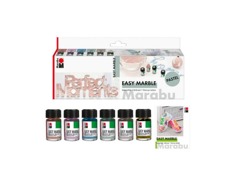 Marabu Bastelfarbe EASY MARBLE SET PASTELL, 15 ml, 6er-Set von Marabu