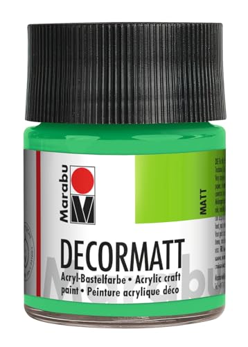 Marabu 14010005062 - Decormatt Acryl Hellgrün 062, 50 ml, samtmatte Acrylfarbe auf Wasserbasis, cremig und farbintensiv, speichelfest, wetterfest, zum freien Malen und Schablonieren von Marabu