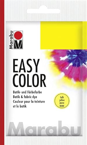 Marabu Easy Color 10x 25g Batik- und Handfärbefarbe für Baumwolle, Leinen, Seide und Mischgewebe, handwaschbar bis 30°C, sehr gute Lichtechtheit, nicht kochecht (gelb) von Marabu