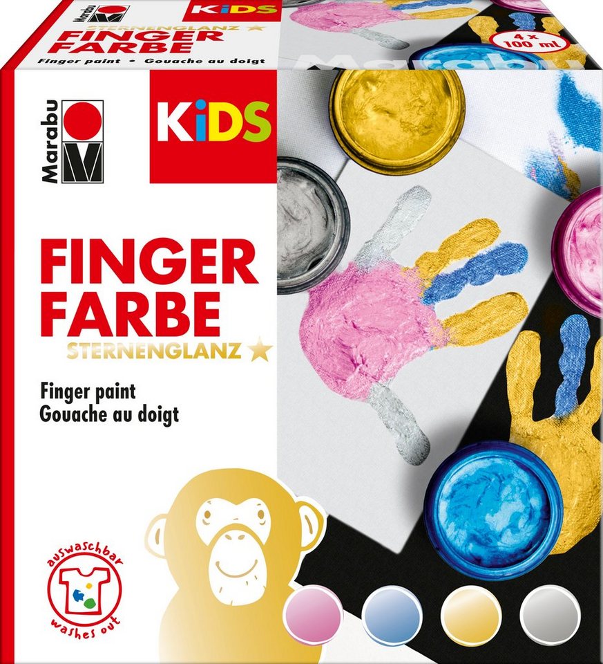 Marabu Fingerfarbe KiDS Fingerfarbe STERNENGLANZ, 4 x 100 ml von Marabu