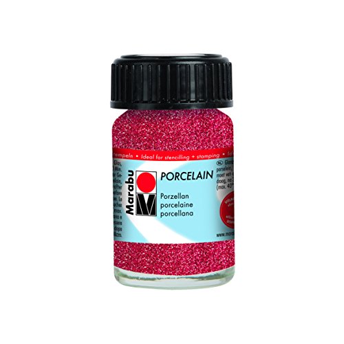 Marabu 110539532 Porzellandose, Rot glitzernd, 15 ml (1er Pack) von Marabu