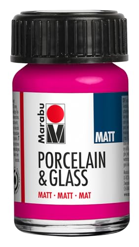 Marabu Porcelain & Glass Matt 15 ml geruchsneutral lichtecht Glasmalfarbe Bastelfarbe Farben Malfarben Porzellanfarbe Himbeere von Marabu