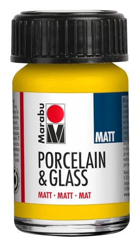Marabu Porzellan-Keramik- und Glasfarbe, matt, Sonnengelb, 15 ml, Malen & Stempeln, auf Wasserbasis, abwaschbar, spülmaschinenfest von Marabu