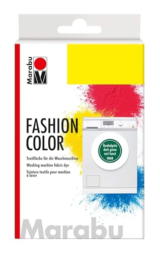 Marabu 17400023068 - Fashion Color dunkelgrün, Textilfarbe zum Färben in der Waschmaschine, kochecht, für Baumwolle, Leinen und Mischgewebe, 30 g Farbstoff und 60 g Reaktionsmittel von Marabu