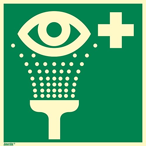 Augenspüleinrichtung, Rettungszeichen Schild, Hart-PVC langnachleuchtend, 200 x 200 mm gemäß BGV A8 von Marahrens