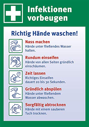 Aushang"Infektion vorbeugen", Anleitung zum Händewaschen, selbstklebende Folie, 148 x 210 mm, DIN A5, Aufkleber, Infektionsprävention Aushang"Infektion vorbeugen", Anleitung zum Händewaschen, selbstklebende Folie, 148 x 210 mm, DIN A5, Aufkleber, Infektionsprävention von Marahrens