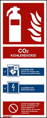 Brandschutzzeichen Feuerlöscher CO2 Kohlendioxid Aluminium (0,5 mm), 80 x 200 x 0,5 mm, langnachleuchtend, 55/8 mcd von Marahrens