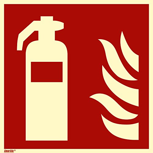 Feuerlöscher, Hart-PVC langnachleuchtend, 150 x 150 mm gemäß ASR A1.3 / ISO 7010 F001, Brandschutzzeichen Schild, 15 x 15 cm von Marahrens