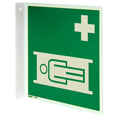Krankentrage, Fahnenschild, Aluminium langnachleuchtend 55/8 mcd, 200 x 200 mm gemäß BGV A8 Rettungszeichen, 20 x 20 cm Krankentrage, Fahnenschild, Aluminium langnachleuchtend 55/8 mcd, 200 x 200 mm gemäß BGV A8 Rettungszeichen, 20 x 20 cm von Marahrens