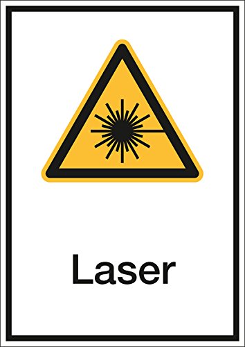 Laser Kombischild, PVC-Folie selbsklebend, 210 x 297 mm, Warnzeichen Aufkleber, Piktogramm nach ASR A1.3 / ISO 7010 W004 von Marahrens