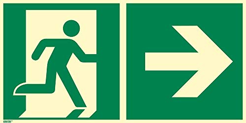 Notausgang Aufkleber rechts 300 x 150 mm – selbstklebend, dicke PVC Folie 0,4 mm, langnachleuchtend gemäß ASR A1.3 / ISO 7010 E002 – Rettungszeichen Sicherheitskennzeichen Notausgang Aufkleber rechts 300 x 150 mm – selbstklebend, dicke PVC Folie 0,4 mm, langnachleuchtend gemäß ASR A1.3 / ISO 7010 E002 – Rettungszeichen Sicherheitskennzeichen von Marahrens