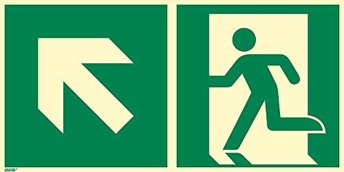Notausgang Links aufwärts, Folie dick, selbstklebend, langnachleuchtend, 300 x 150 mm gemäß ASR A1.3 / ISO 7010 E001, Rettungszeichen Aufkleber, 30 x 15 cm Notausgang Links aufwärts, Folie dick, selbstklebend, langnachleuchtend, 300 x 150 mm gemäß ASR A1.3 / ISO 7010 E001, Rettungszeichen Aufkleber, 30 x 15 cm von Marahrens