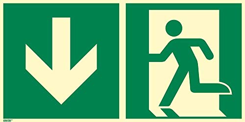 Notausgangsschild Pfeil unten, Original Hart-PVC, langnachleuchtend und selbstklebend, 600 x 300 mm gemäß ASR A1.3 / ISO 7010 E001, Rettungszeichen/Rettungszeichenschild, 60 x 30 cm Notausgangsschild Pfeil unten, Original Hart-PVC, langnachleuchtend und selbstklebend, 600 x 300 mm gemäß ASR A1.3 / ISO 7010 E001, Rettungszeichen/Rettungszeichenschild, 60 x 30 cm von Marahrens