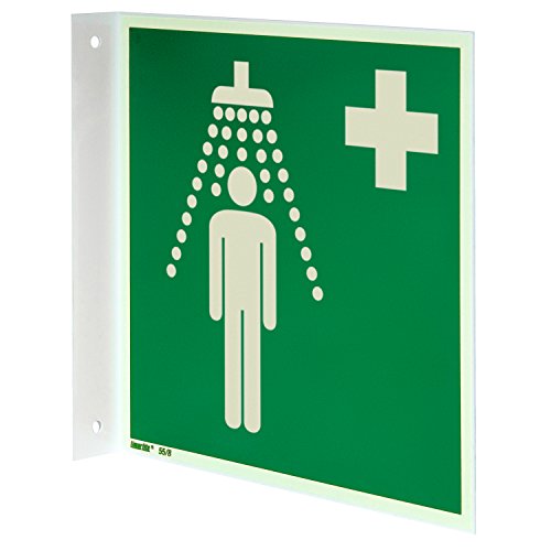 Notdusche Nasenschild, Hart-PVC langnachleuchtend, 200 x 200 mm gemäß BGV A8 E05, Rettungszeichen Schild, 20 x 20 cm Notdusche Nasenschild, Hart-PVC langnachleuchtend, 200 x 200 mm gemäß BGV A8 E05, Rettungszeichen Schild, 20 x 20 cm von Marahrens