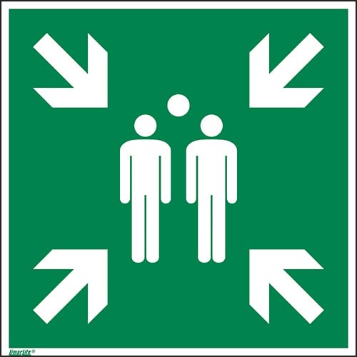 Rettungszeichen Sammelstelle [E007], Aluminium (2 mm), 400 x 400 mm, langnachleuchtend 55/8 mcd, ASR A1.3 / ISO 7010 von Marahrens