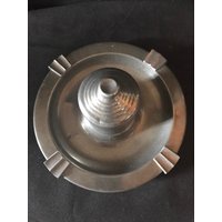 Art-Deco-Metallraucherständer, Zinn-Raucherständer, Zigarettenhalter, Zinn-Aschenbecher Art-Deco-Metallraucherständer, Zinn-Raucherständer, Zigarettenhalter, Zinn-Aschenbecher von MarangeVintage