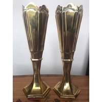 Jugendstil Massiv Messing Vasen, Spill Blumenhalter Jugendstil Massiv Messing Vasen, Spill Blumenhalter von MarangeVintage