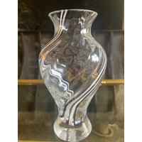 Vintage Caithness Schwarz & Weiß Glas Vase von MarangeVintage