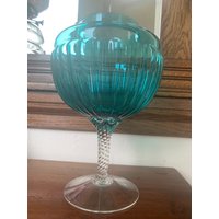 Vintage Empoli Grüne Glas Und Klare Vase, Brandy Schale, Blumenschale von MarangeVintage