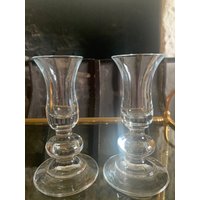 Vintage Glas Kerzenständer, Kerzenhalter, Klarglas Kerzenständer von MarangeVintage