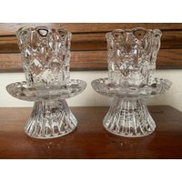 Vintage Kristall-Kerzenhalter, Kristallglas-Kerzenhalter, Kerzenhalter Aus Geschliffenem Glas von MarangeVintage