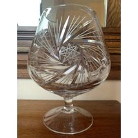Vintage Oversized Pinwheel Cut Kristall Brandy Vase, Große Schale, Glass Shaped Flower Bowl von MarangeVintage