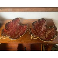 Vintage Paar Carlton Ware Rouge Royale Lustre Leaf Geschirr, Vitrinengeschirr, Serviergeschirr von MarangeVintage